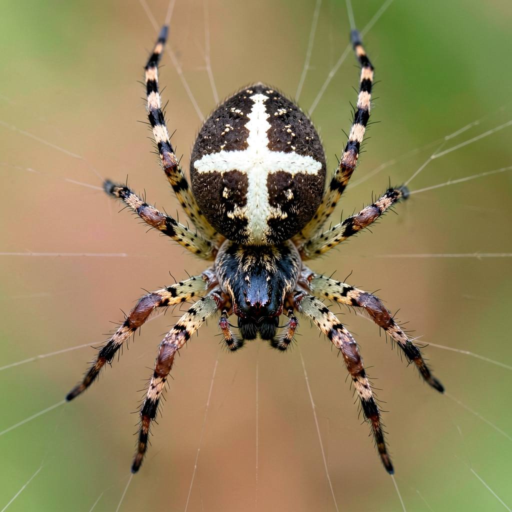 Garden cross spider in its orb web