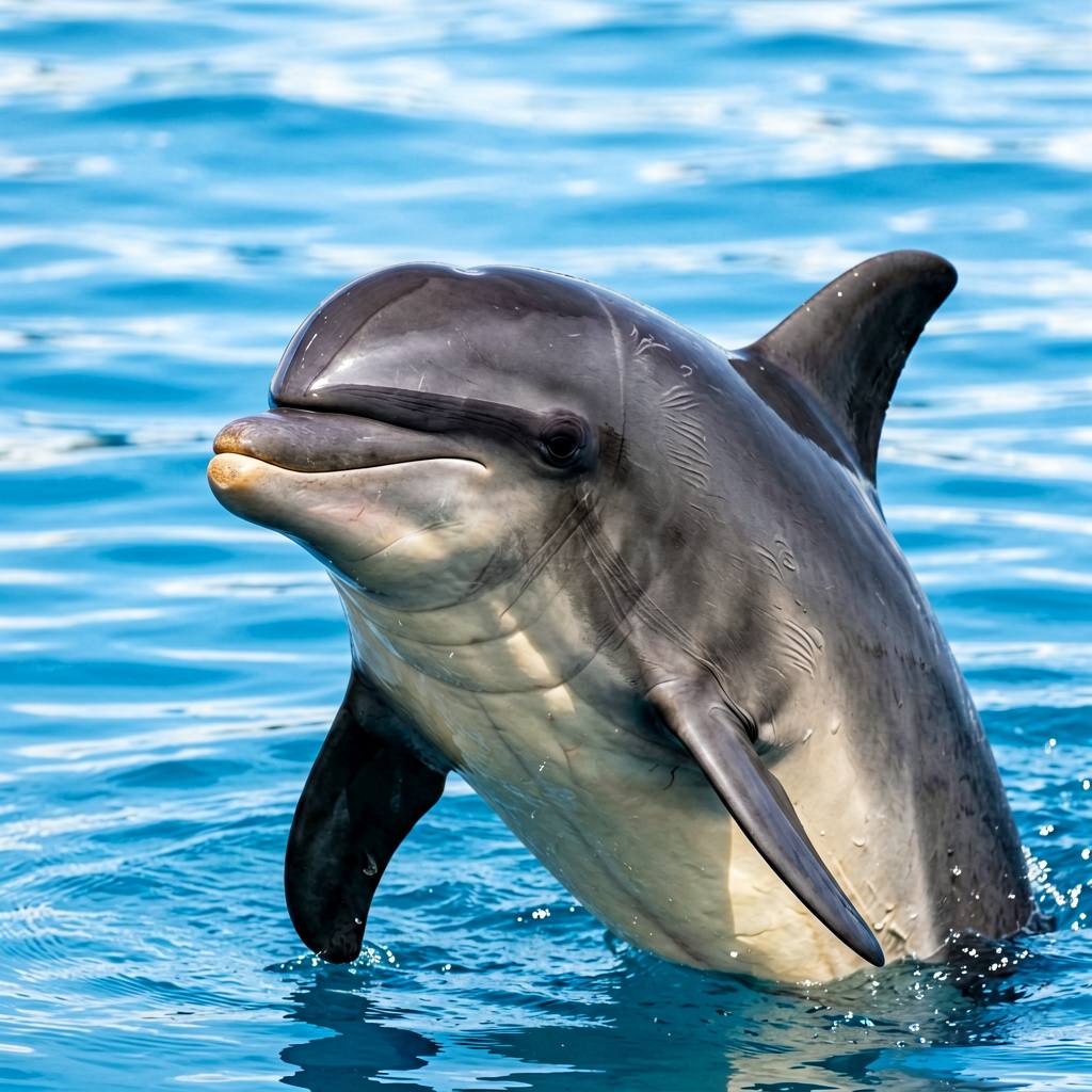 Harbour porpoise surfacing in calm water
