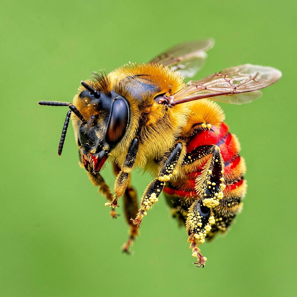 Red mason bee on a flower