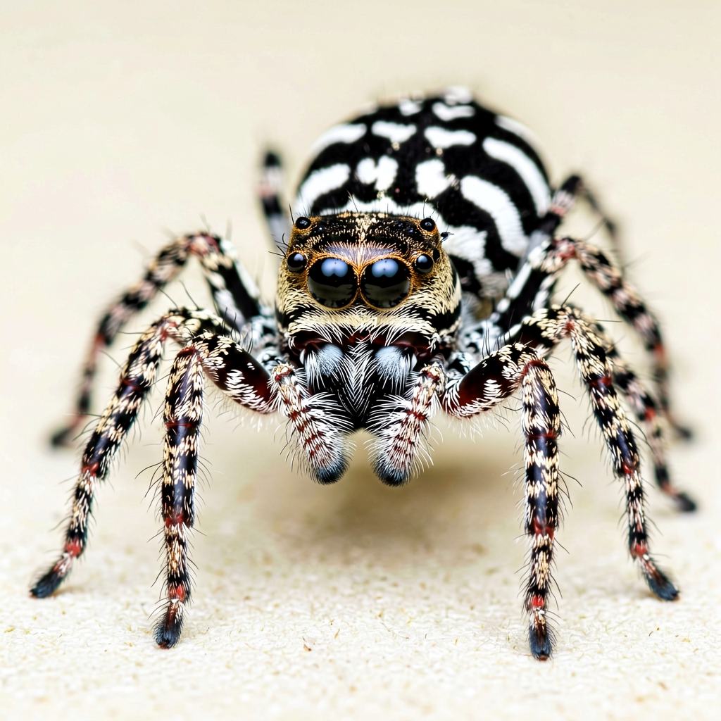 Zebra jumping spider on a wall