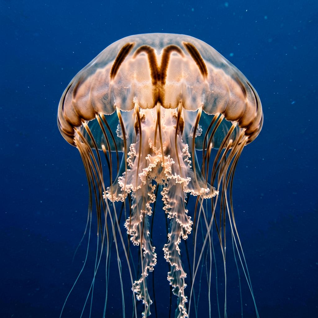 Compass jellyfish drifting in coastal water