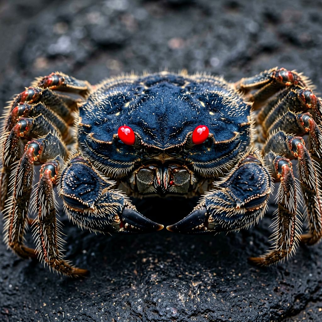 Velvet swimming crab on rocky ground