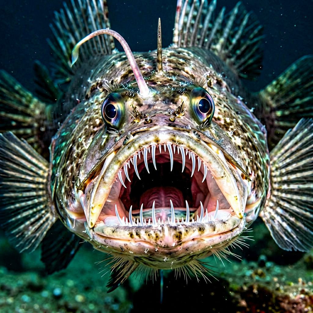 Anglerfish resting on the seabed