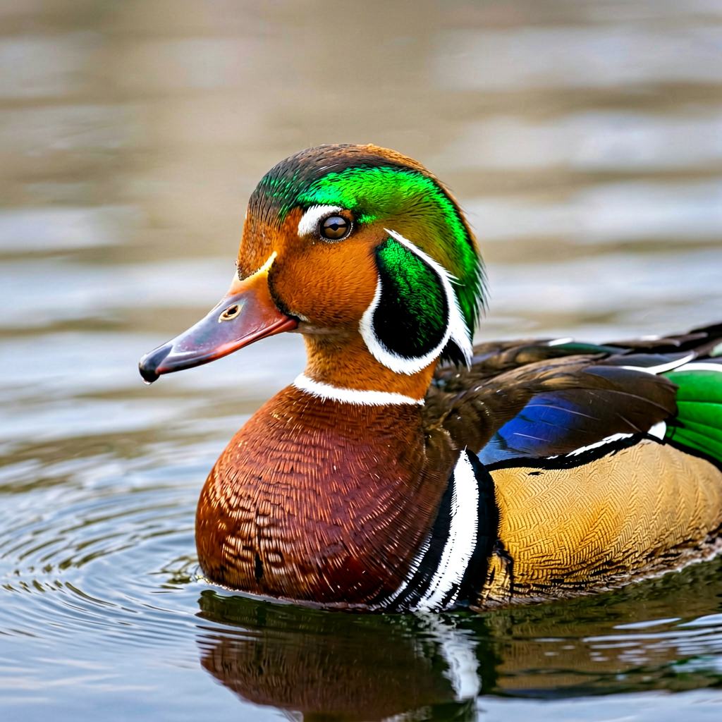 Eurasian teal on the water