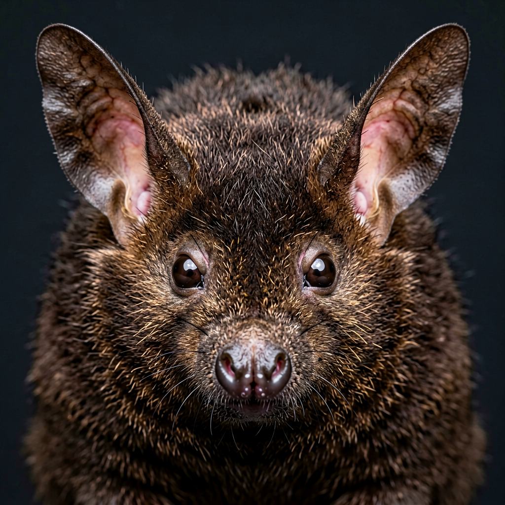 Barbastelle bat roosting behind loose bark