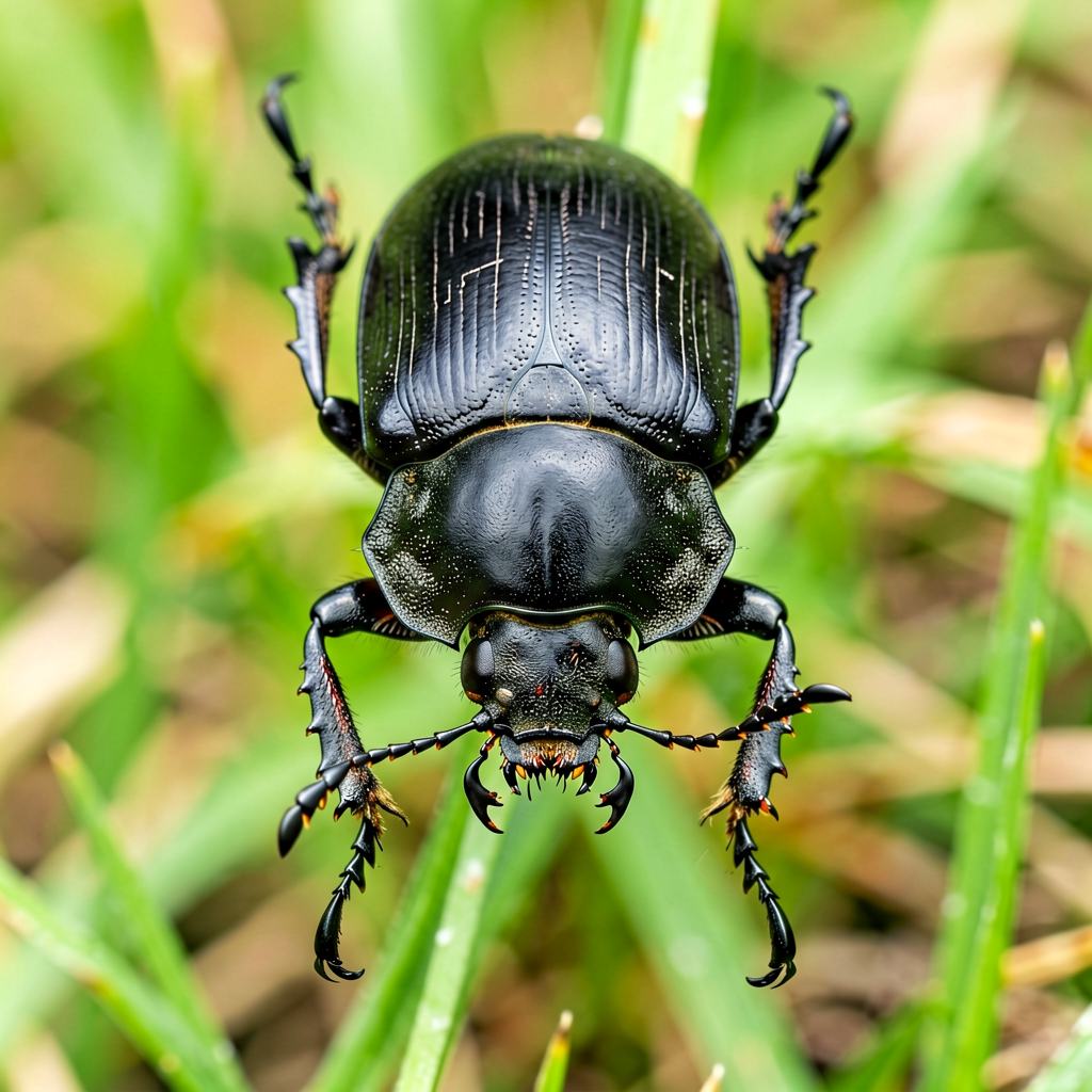 Dor beetle standing on a fresh cow pat