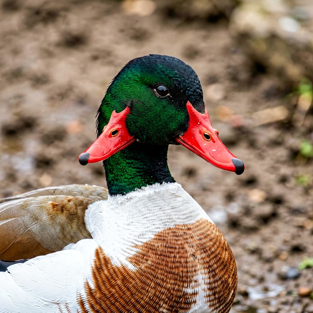 Common shelduck feeding on intertidal mud at low tide