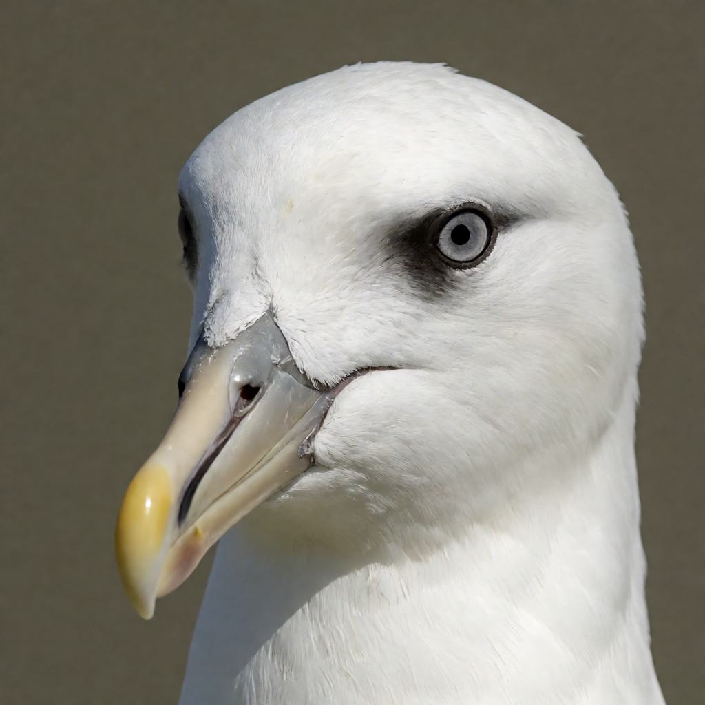 Northern fulmar gliding on stiff wings beside a cliff, pale grey and white plumage, stubby pale bill with raised nostril tubes