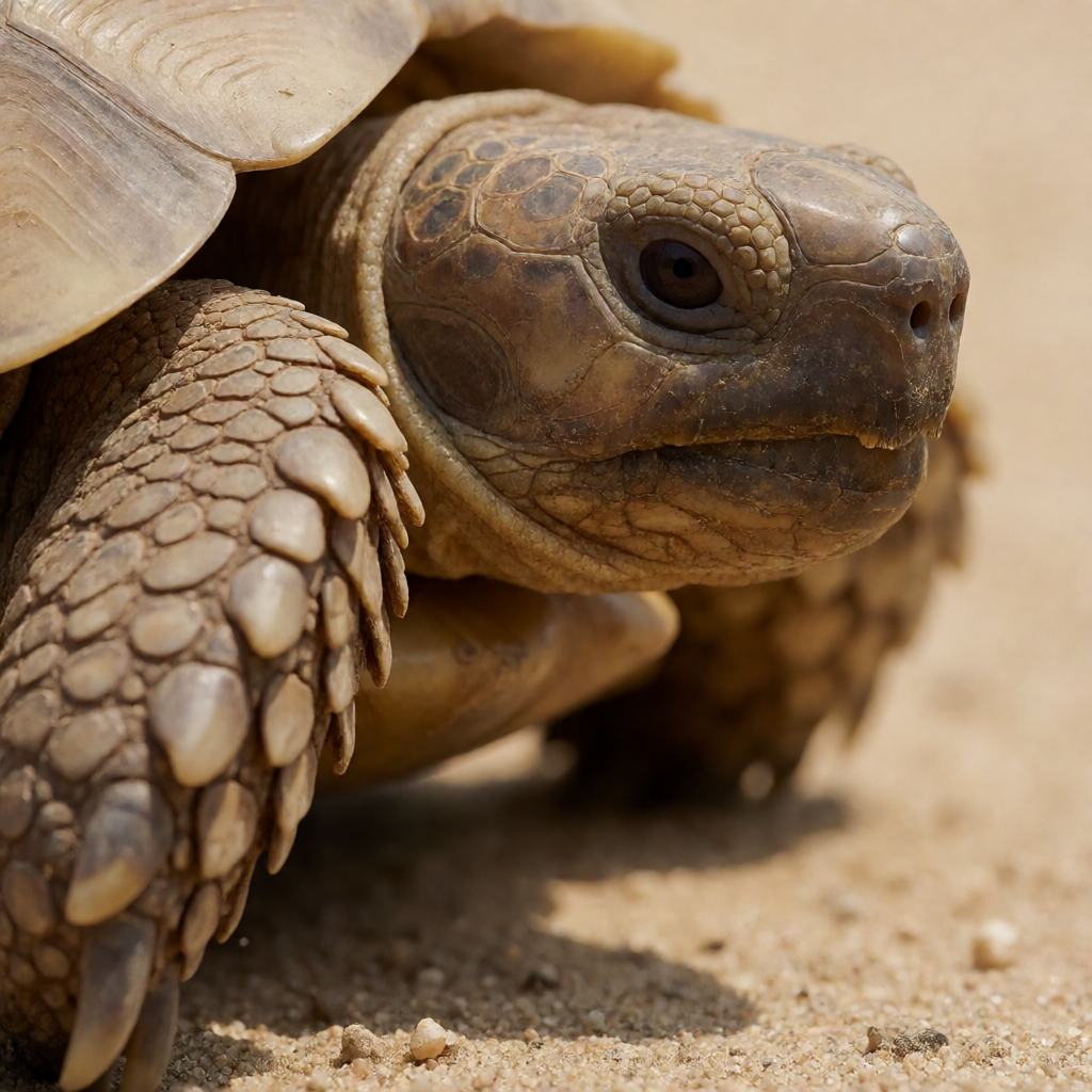 Horsfield's tortoise on dry steppe ground, showing the strongly domed olive-brown shell with a pale yellow rim and a row of large spiky scales along the forelimb
