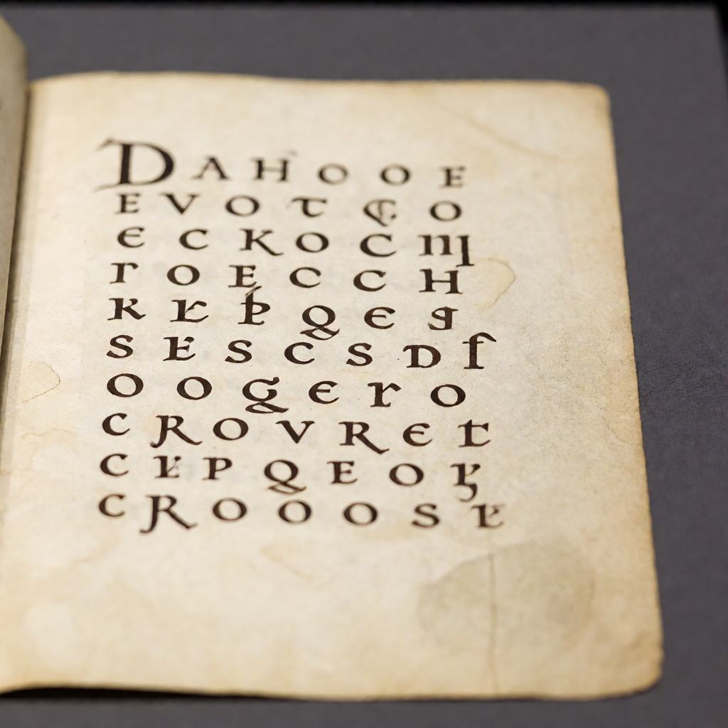 Page of an old manuscript in a clear round script with wide spaces between the words and a larger capital letter at the start of a line